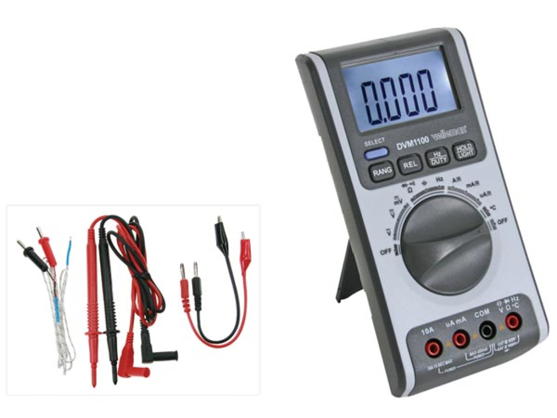 Velleman Digital Multimeter Messger&auml;t mit LCD Display & Temp. F&uuml;hler DVM1
