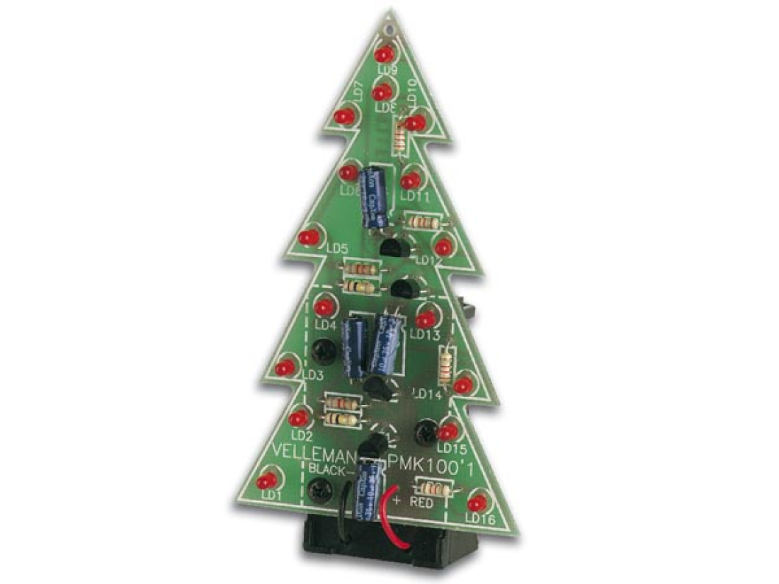 Velleman LED Weihnachtsbaum mit 16 blinkenden LEDs MK100