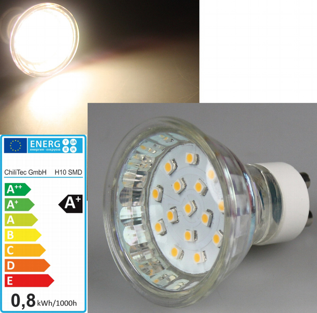 LED Strahler Leuchtmittel Sockel GU10 230V 15 LED Warmwei�