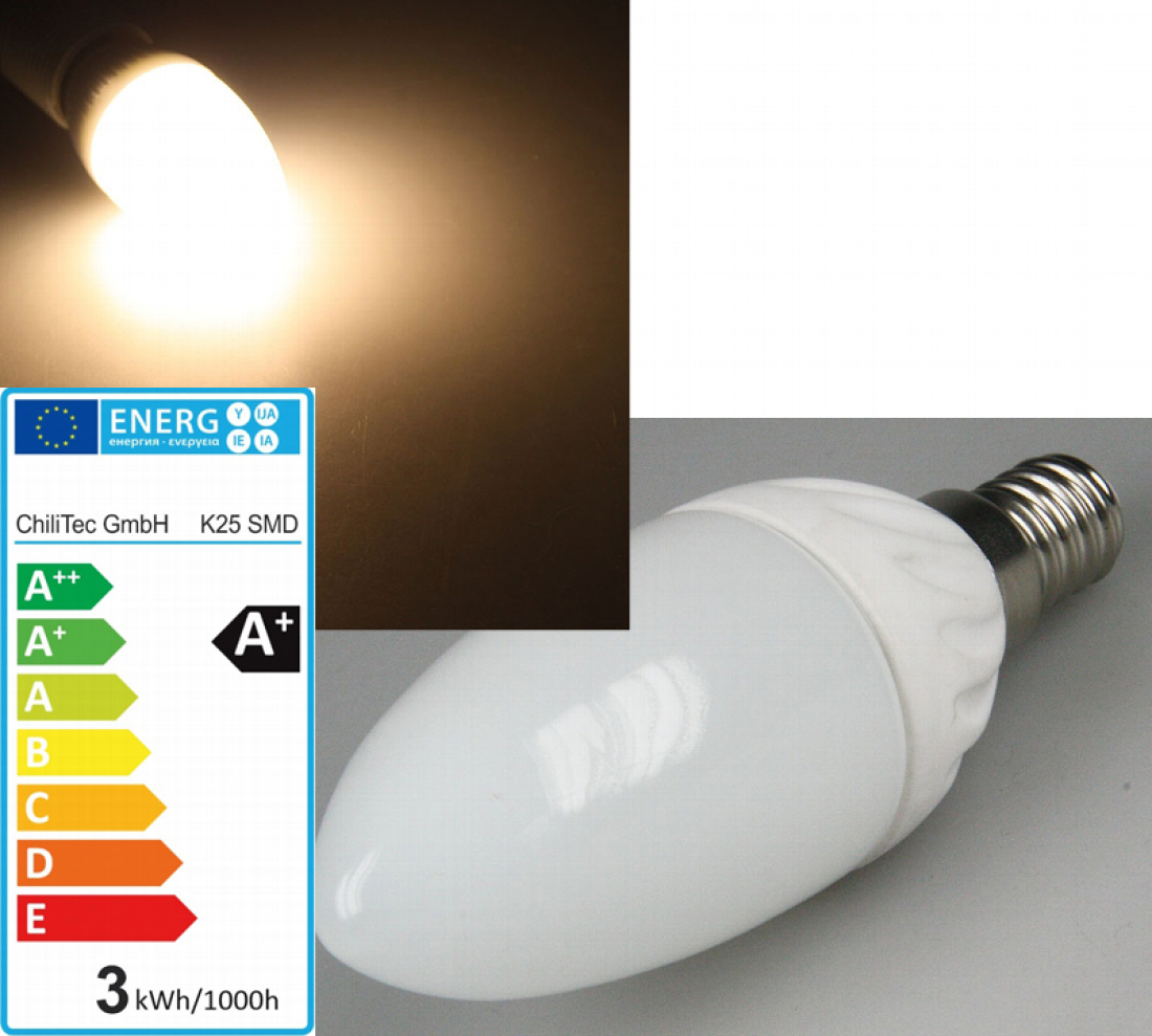 CT LED Kerze Matt E14 Leuchtmittel mit 24 LEDs 2W 230V warmwei&szlig;
