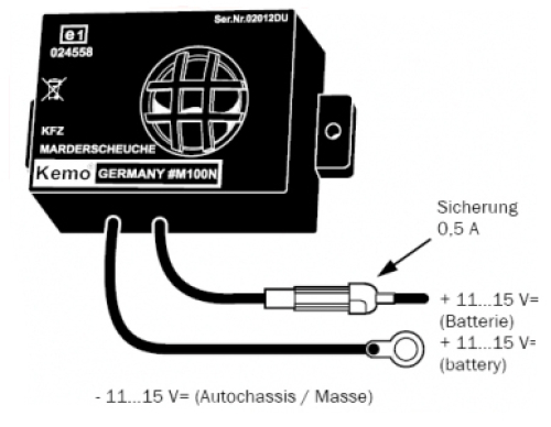 KFZ Marderabwehr Tiervergrähmung 12V DC Ultraschall / Hochspannung