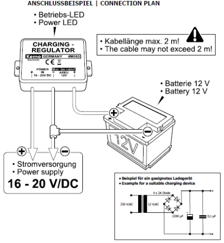 Solar Laderegler mit Überladeschutz 10A 120Watt M149N Kemo