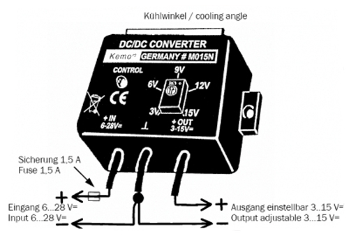 Preview: Justierbarer regelbarer Spannungswandler 6-28V DC Eingang / 3-15V DC Ausgang max 1,5A Kemo M015N Preview: Justierbarer regelbarer Spannungswandler 6-28V DC Eingang / 3-15V DC Ausgang max 1,5A Kemo M015N