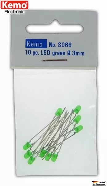 LED Ø 3 mm grün 10 Stck. S066 Kemo