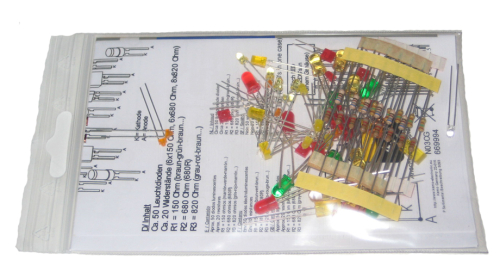 Preview: LED Kreativ Set ca 50 Leds und 20 Widerstände S093 Kemo Preview: LED Kreativ Set ca 50 Leds und 20 Widerstände S093 Kemo