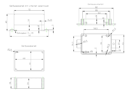 Preview: Kunststoff Gehäuse G024 schwarz 72 x 50 x 40 mm Kemo Preview: Kunststoff Gehäuse G024 schwarz 72 x 50 x 40 mm Kemo