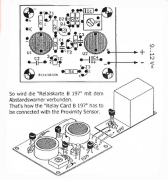 Ultraschall Sensor Abstandswarner / Alarmanlage B214 Kemo Bausatz