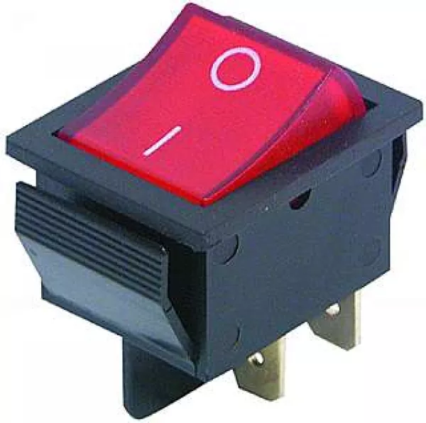 Wippenschalter Schalter mit rot beleuchteter Wippe 4pol 2x EIN / AUS