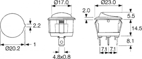 Wippenschalter EIN / AUS inkl LED Beleuchtung rot für KFZ 12V DC