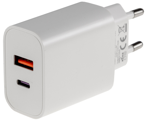 Preview: Doppel USB Steckernetzteil Netzgerät mit 1x USB-A & 1x USB-C max 3,0A weiß