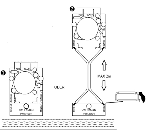 Preview: Wassermelder Wasseralarm 9V MK108 Velleman Bausatz WHADDA WSAA108