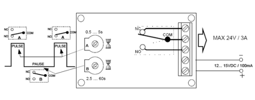 Preview: Regelbarer Timer Intervallschalter 12V MK111 Velleman Bausatz WHADDA WST111