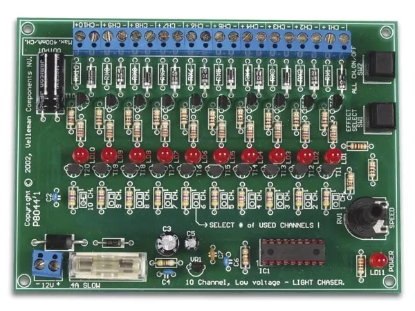 Lichteffektgenerator Lichteffekt Modul 12V DC 10 Kanal K8044 Velleman Bausatz WHADDA WSL8044