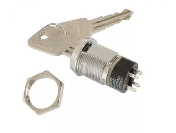Velleman bausatz KS3 Schlüsselschalter 4-polig Ein / Aus Einbau 19mm max 230V 2A KS3 ET147