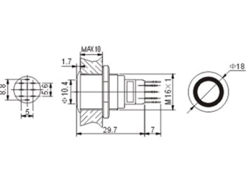 Druckschalter Raster R1610W 0,5A/230V SPDT weiß beleuchtet Velleman