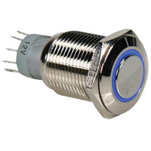 Velleman R1610B Druckschalter Raster R1610B 0,5A/230V SPDT blau beleuchtet ET063