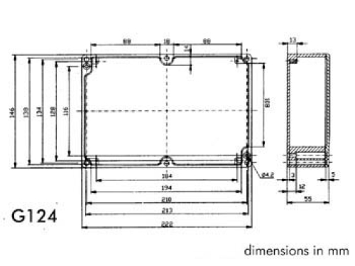Preview: Gehäuse Alu G124 IP65 hohe Schirmdämpfung 222 x 146 x 55mm Velleman