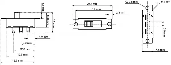 Micro-Schiebeschalter EIN/EIN 6 polig 2-stellig