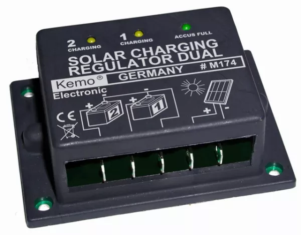 Solar Laderegler Ladestromregler 2-Kanal Dual 2x 8A o. 1x 16A max ca 192Watt 12V DC M174 Kemo