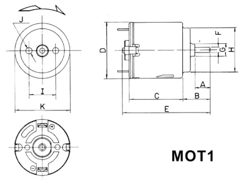 Preview: DC Kleinmotor Minimotor 3V DC 350mA 14.200U/Min. Velleman MOT1N