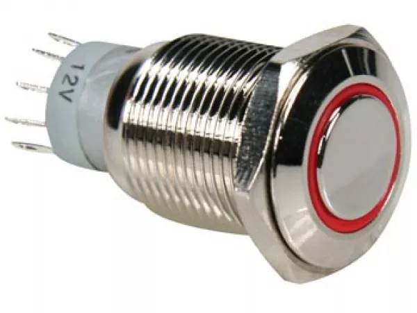 Drucktaster R1600R 0,5A/230V SPDT mit roter Beleuchtung Velleman