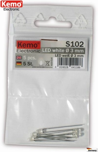 Kemo-Electronic S102 LED Ø 3 mm weiß 5 Stck. im Set Kemo S102 KS102