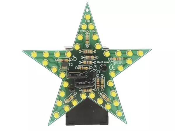 Velleman Elektronik Bausatz MK169Y Blinkender LED-Stern mit gelben LEDs 9V MK169Y VMK169Y