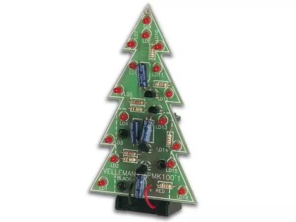 LED Weihnachtsbaum mit 16 blinkenden LEDs MK100 Velleman Elektronik Bausatz WHADDA WSAA100