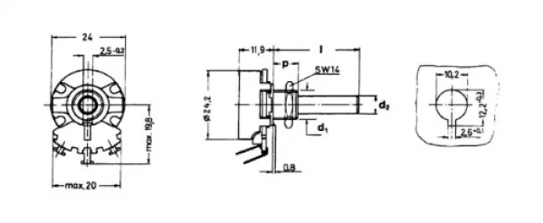 Draht Drehpoti Potentiometer 6mm mono linear 100 Ohm 4Watt