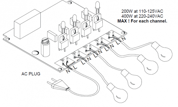 WHADDA WSL8032 4 Kanal Lauflicht 230V AC max 4x 400Watt K8032