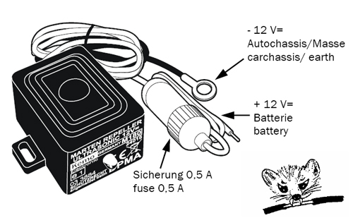 Marderscheuche Marderabwehr wasserdicht IP65* 12V M180 Ultraschall Kemo