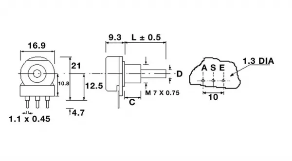 Drehpoti Potentiometer 4mm Achse mono linear 2,2K Ohm omeg PC16A2K2