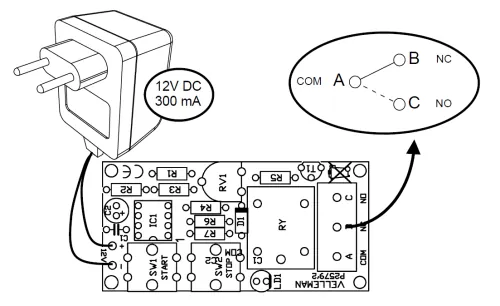 Universal Zeitrelais 12V DC max 3A 0 - 15 Min K2579 Velleman Bausatz WHADDA WST2579