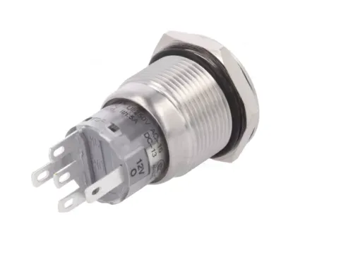 Vandalismusschutz Drucktaster Edelstahl max 1A max 250V SPDT orange beleuchtet 12V DC ON-(ON)