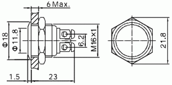 Drucktaster 16mm Vollmetal Messing/Gold farbig max 2A 48V