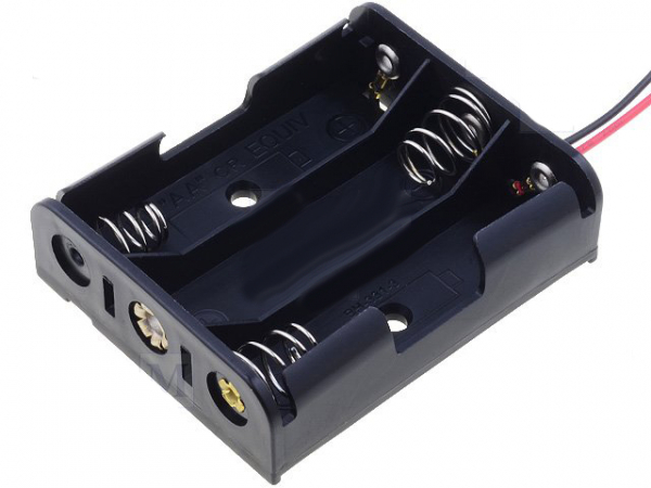 Batteriehalter Kunststoff für 3x AA / R6 / Mignon Zellen mit Kabel