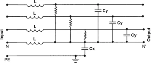 Entstörfilter 440V AC 3 Phasen L1 L2 L3 ( U V W) 10A Cx:100nF Cy