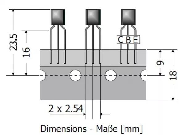 Transistor npn BC547 50V 0,1A 0,5W To92
