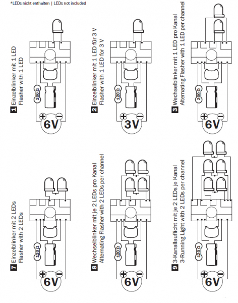 LED Elektronisches Blinker / Wechselblinker / Lauflicht Modul 3V - 6V DC M079N Kemo