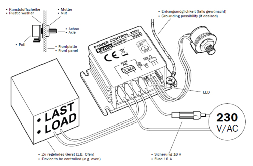 Leistungsregler 230V max 16A für Heizungen M204 Kemo