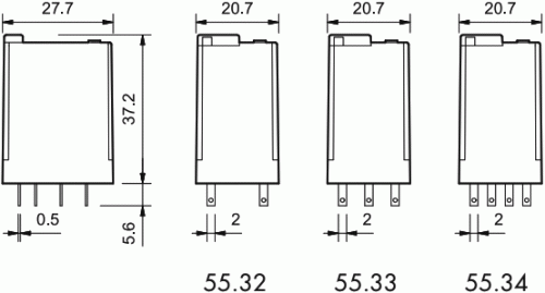 Finder Relais 24V DC 4x UM max 7A 250V AC Industrierelais 55.34.9.024.004