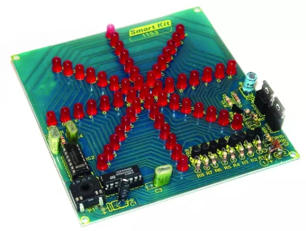 LED Stern Lauflicht mit 57 roten LEDs 5V DC Smart Kit Bausatz B1153