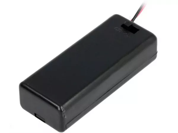 Batteriehalter Gehäuse 2x AAA Micro mit Deckel, Anschlussleitung und Schalter