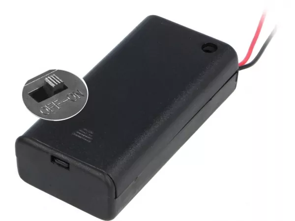 Batterie Halter für 2 x Mignon AA mit Deckel, Schalter und Kabel
