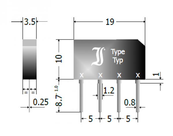 Silizium Einphasen Brückengleichrichter B250C1500B (~ + ~ -) max 250V 1,5A