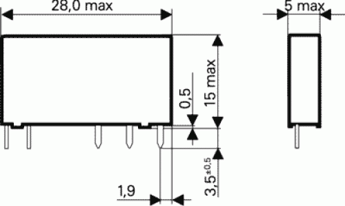 TE connectivity/Schrack Flachrelais Relais 24V DC max 6A/250V AC 1x UM (1x Wechselkontakte) V23092-A1024-A801