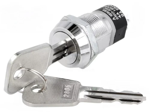 Velleman bausatz KS3 Schlüsselschalter 4-polig Ein / Aus Einbau 19mm max 230V 2A KS3 ET147