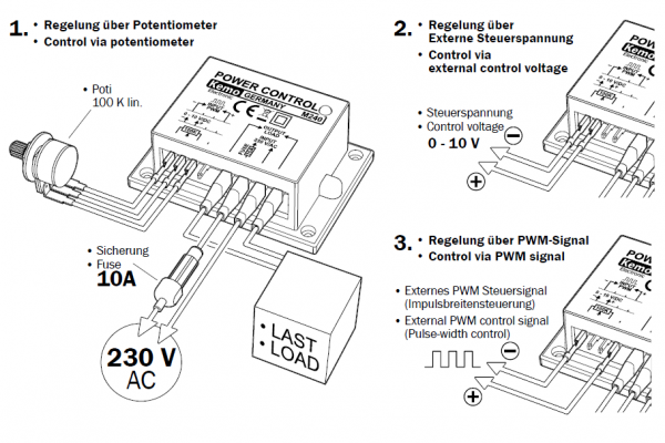 NEU Leistungs-Regler MOTOR- LAMPEN-DIMMER 12-48 V/AC 10A Leistungsregler 