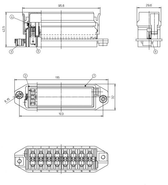 Sicherungshalter für 8 KFZ standard Flachsicherungen inkl Deckel SD-8 MTA 100580