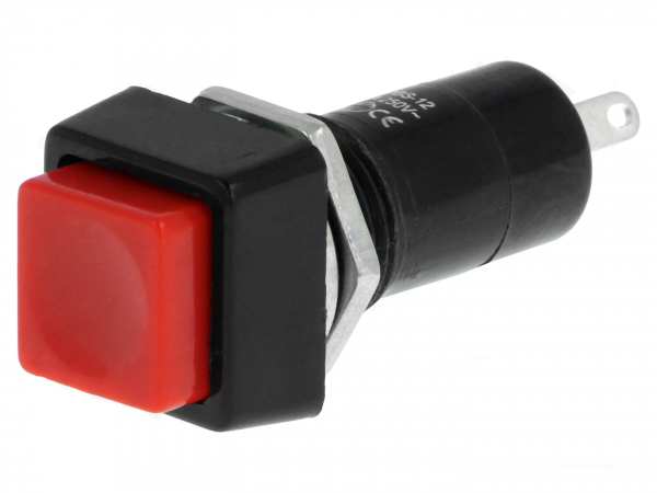 Druckschalter Schalter Eckig Raster Kunststoff OFF - ON mit rotem Knopf